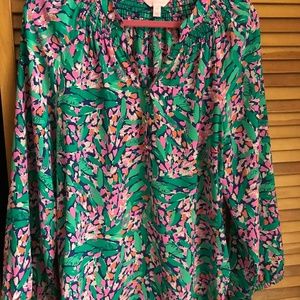 Lilly Pulitzer Elsa Silk Blouse, Size M